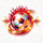 球迷网官方Logo - 绿色足球与火焰结合的设计
